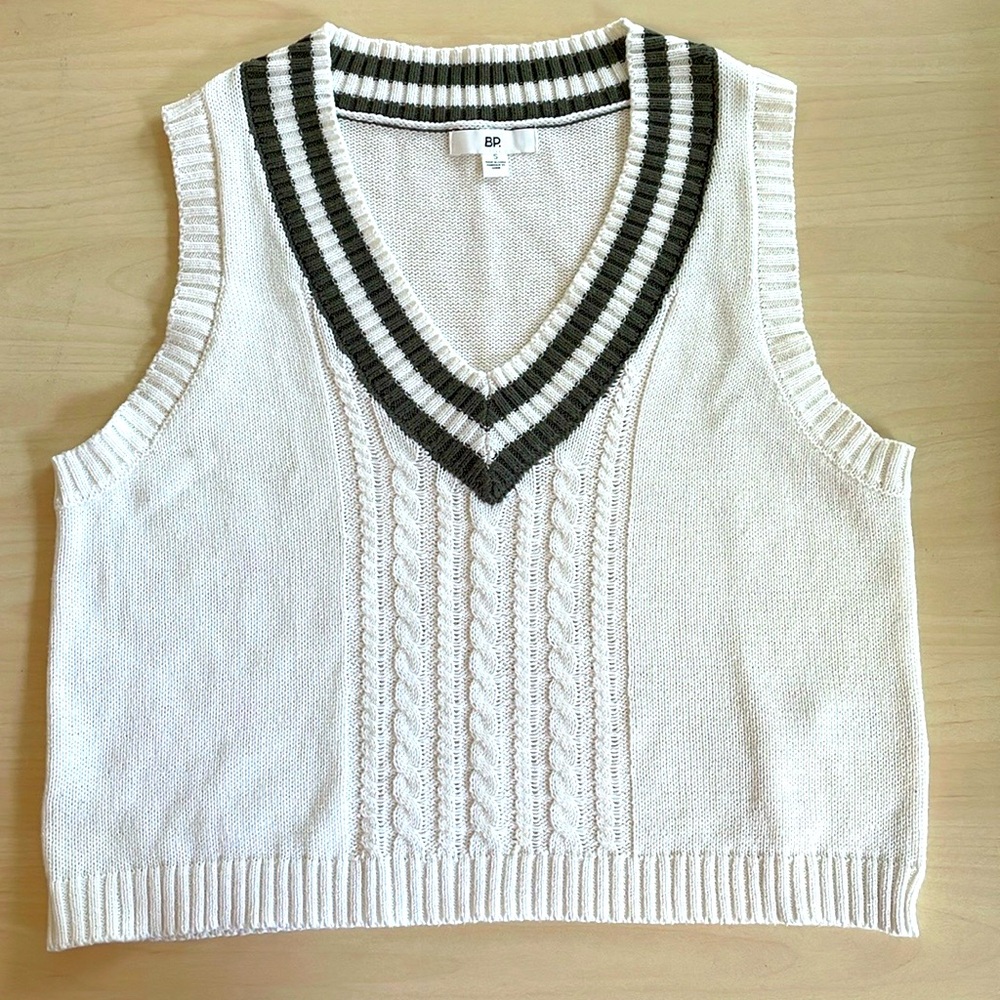 BP by Nordstrom Womens Juniors Size S White & Green Sweater Vest